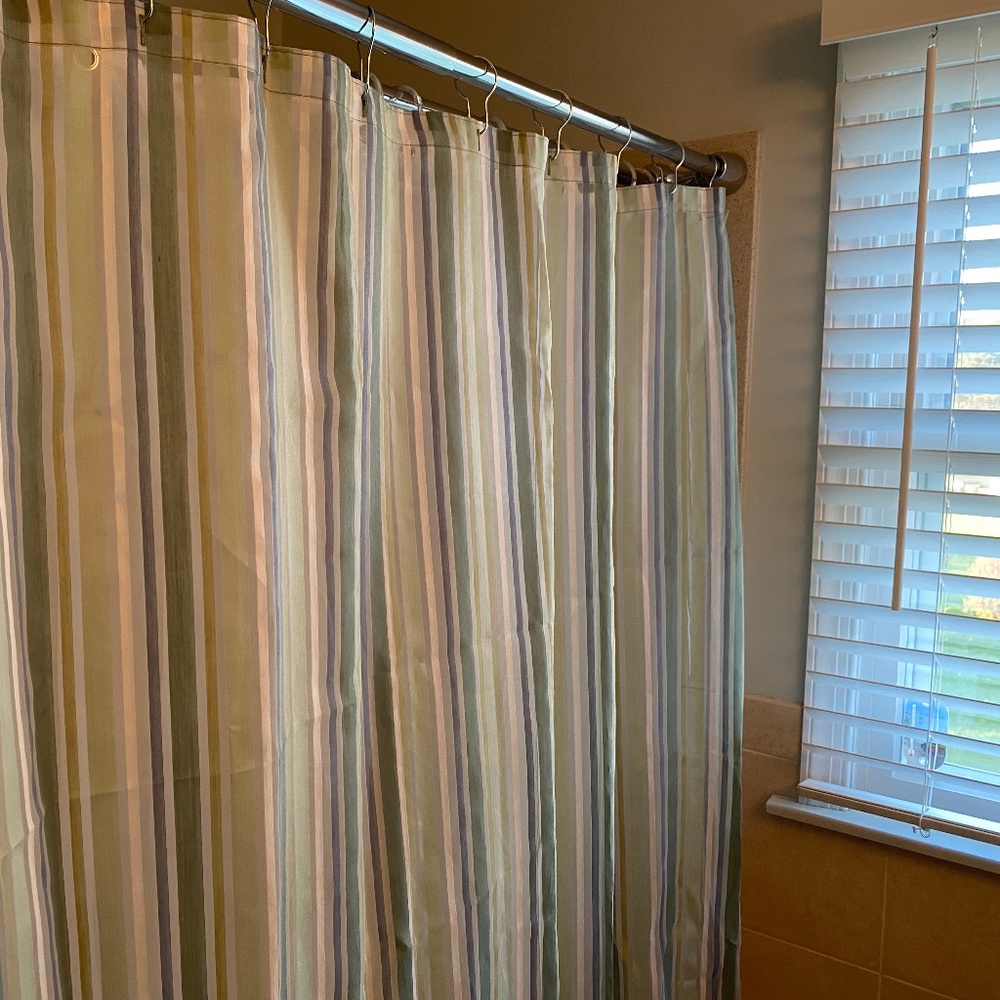 Striped Sheer Shower Curtain with hooks